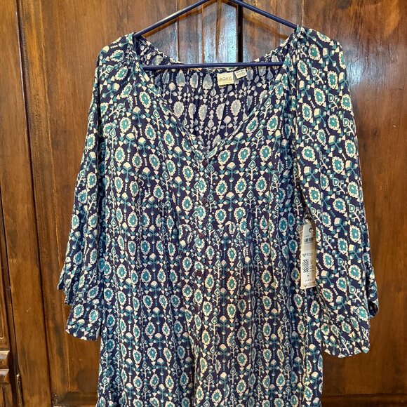 Roxy Blackbird Dress Flare Sleeve 3/4 Tie - Picture 2 of 5